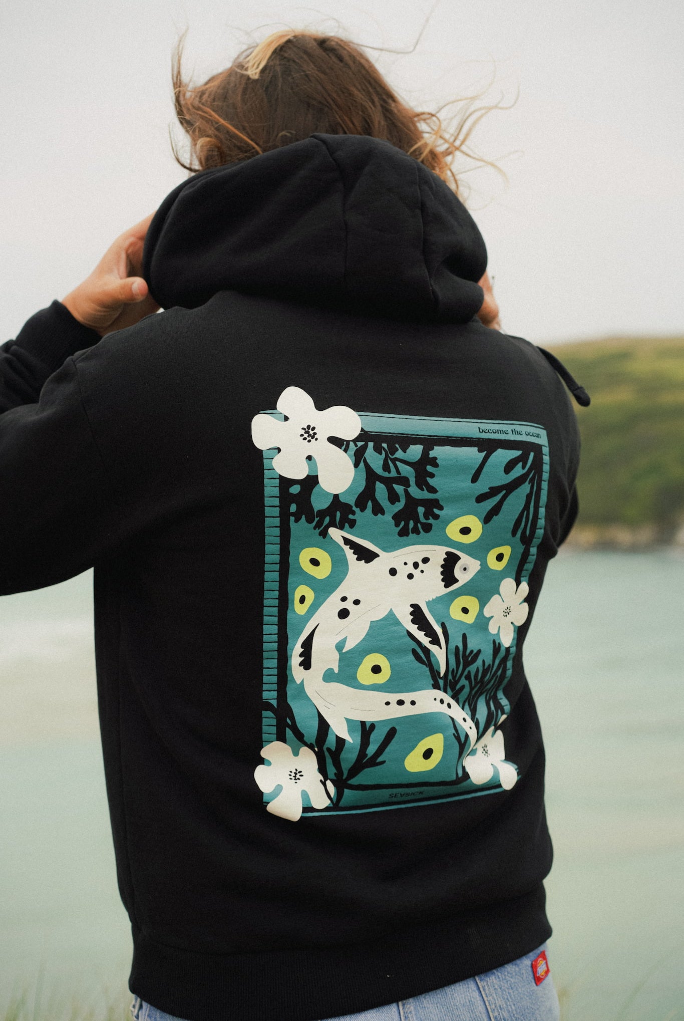 Organic Cotton Black Unisex Hoodie by Seasick Studio