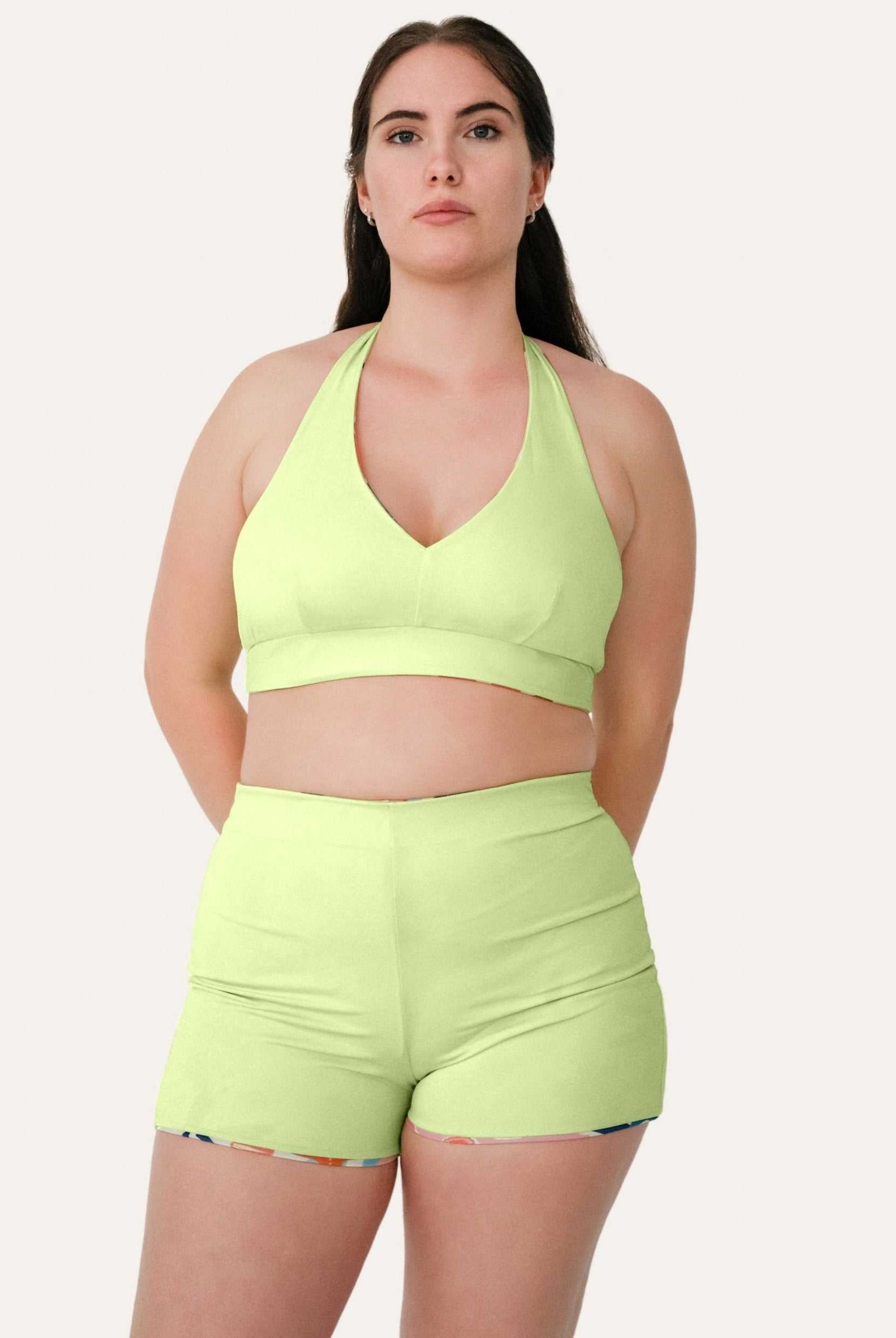 Reversible Surf Bikini Shorts - Lemon / Flowerprint - SEASICK SWIM