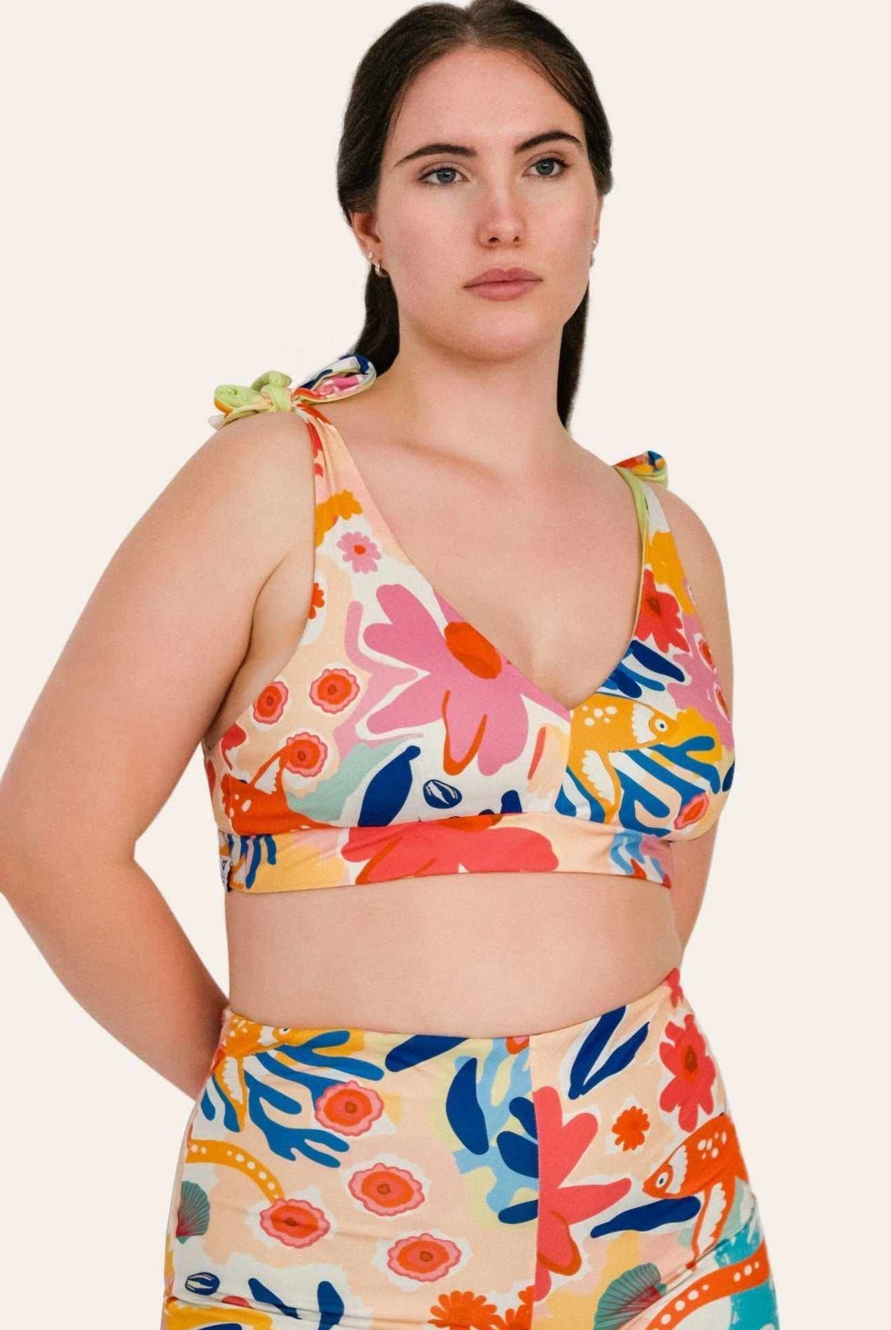 Reversible Bustier Bikini Top - Lemon / Flowerprint - SEASICK SWIM