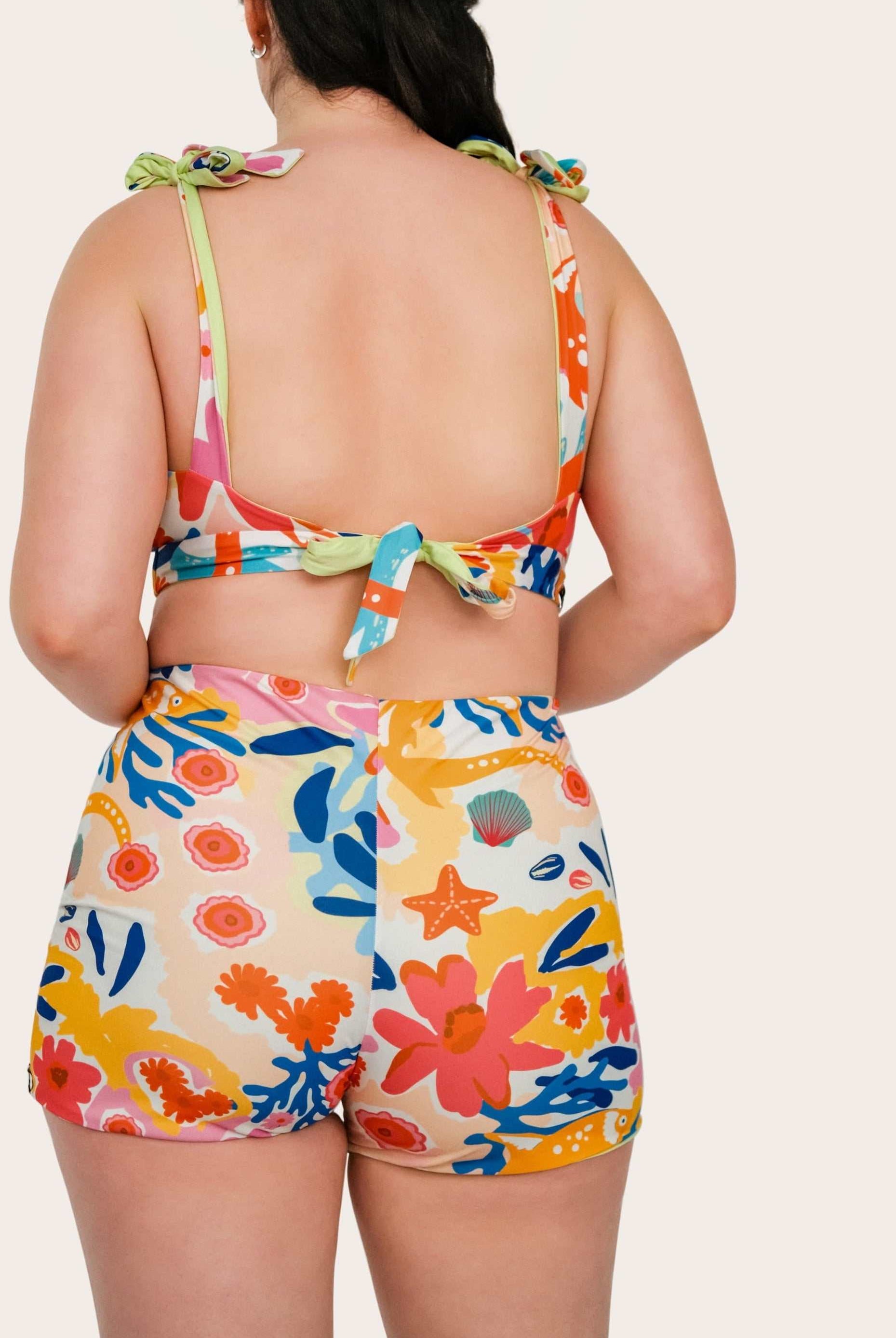 Reversible Surf Bikini Shorts - Lemon / Flowerprint - SEASICK SWIM
