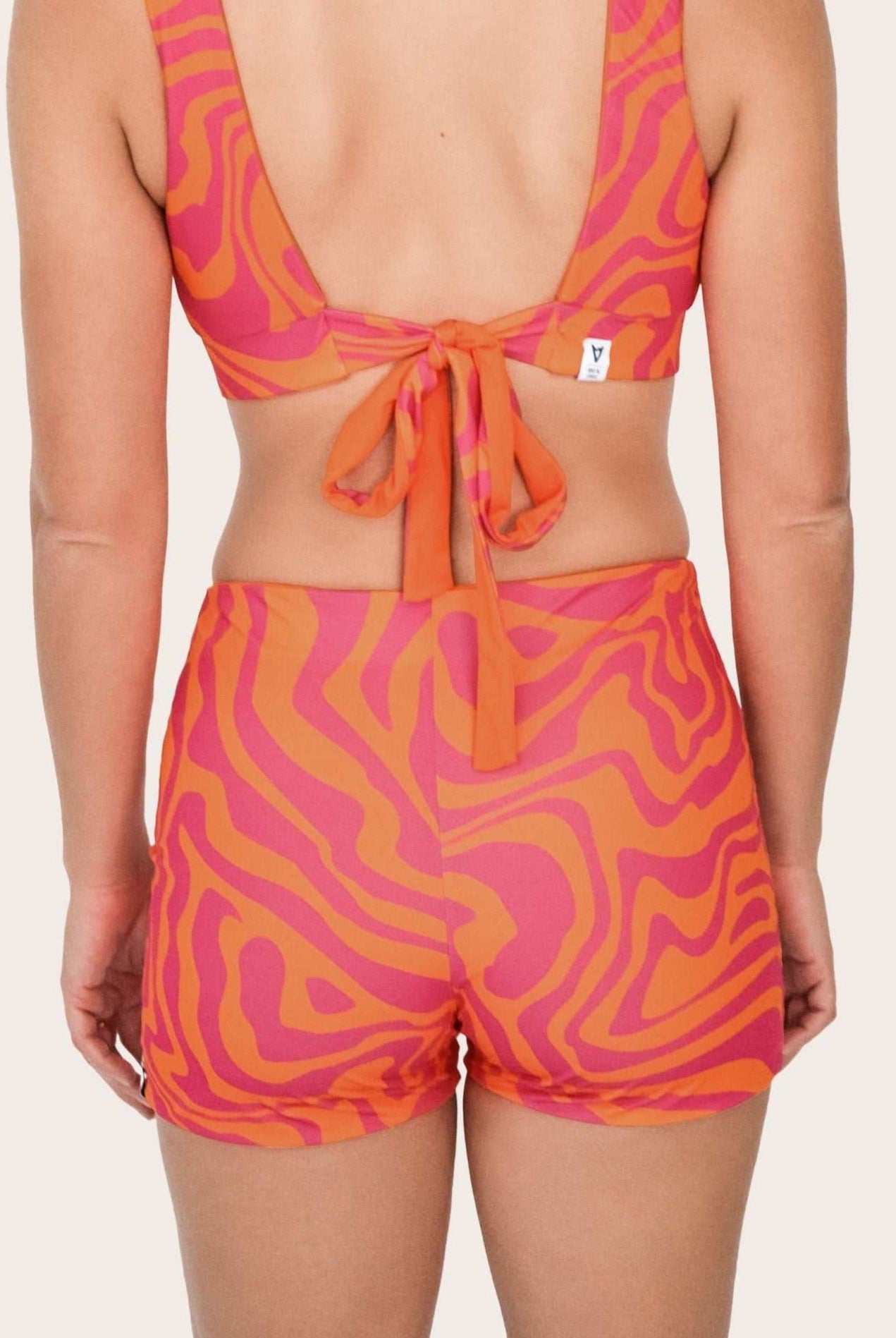 Reversible Surf Bikini Shorts - Orange / Pink Waves - SEASICK SWIM