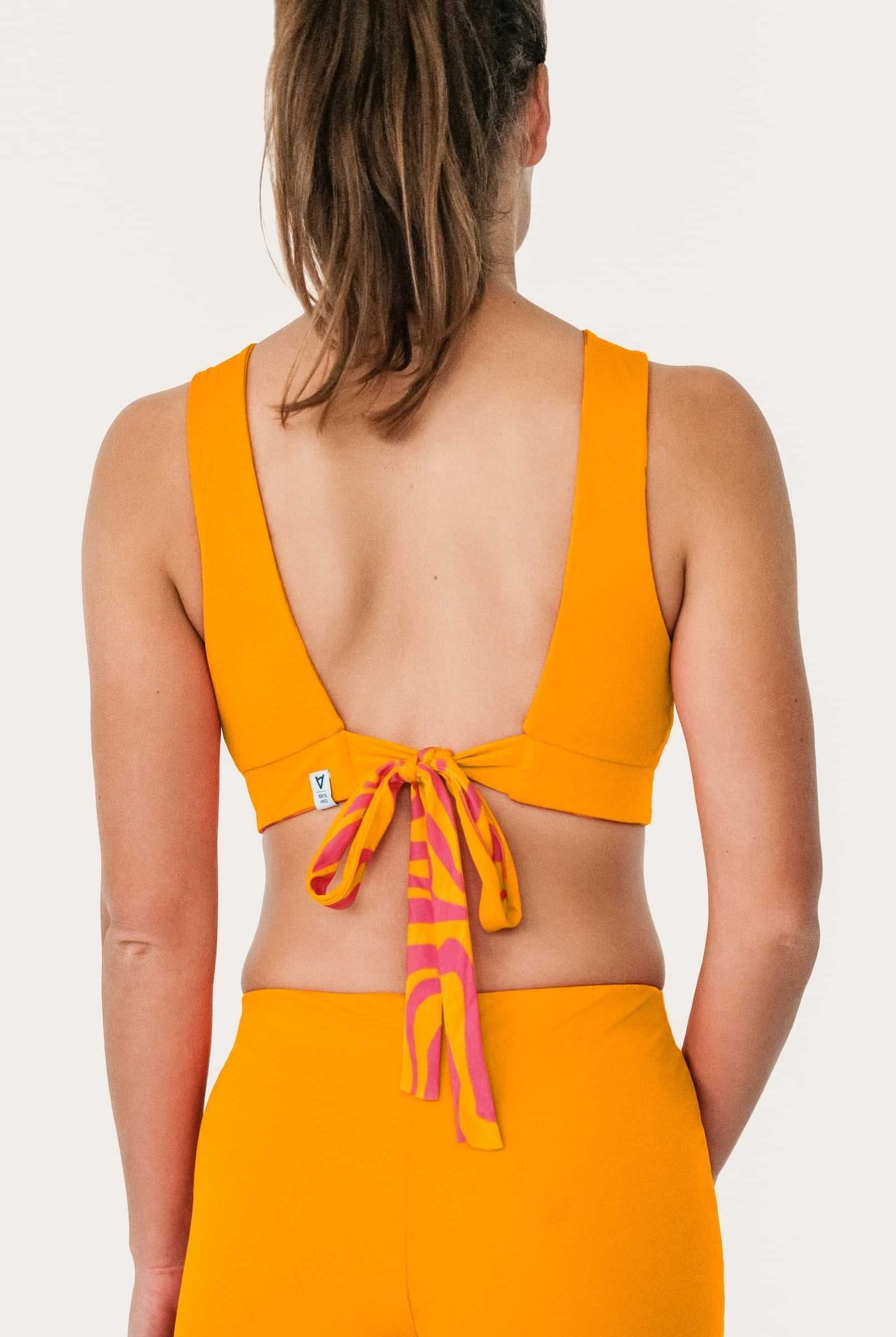 Reversible Surf Bikini Top_Orange/Pink Waves_SEASICK SWIM