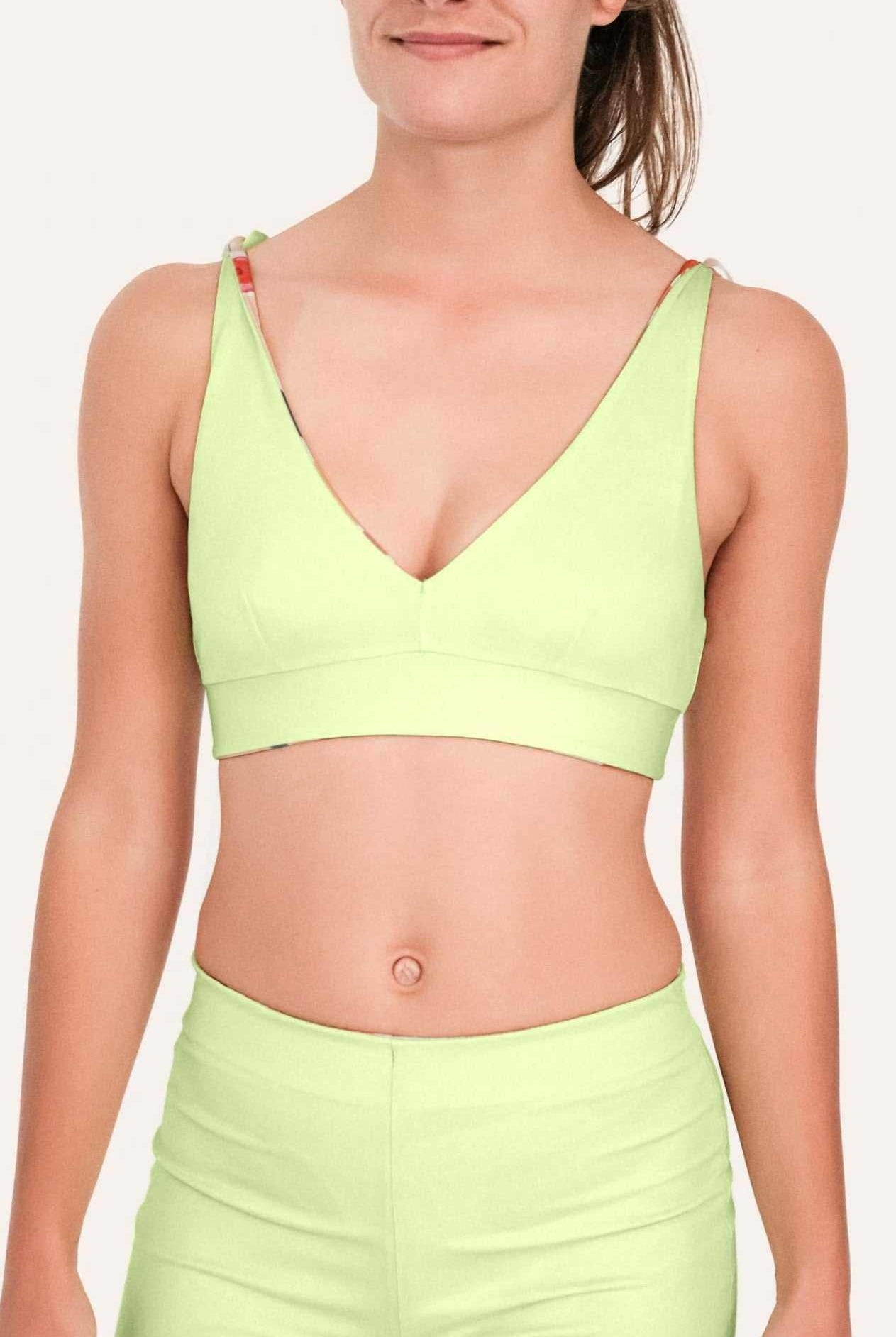 Reversible Bustier Bikini Top - Lemon / Flowerprint - SEASICK SWIM