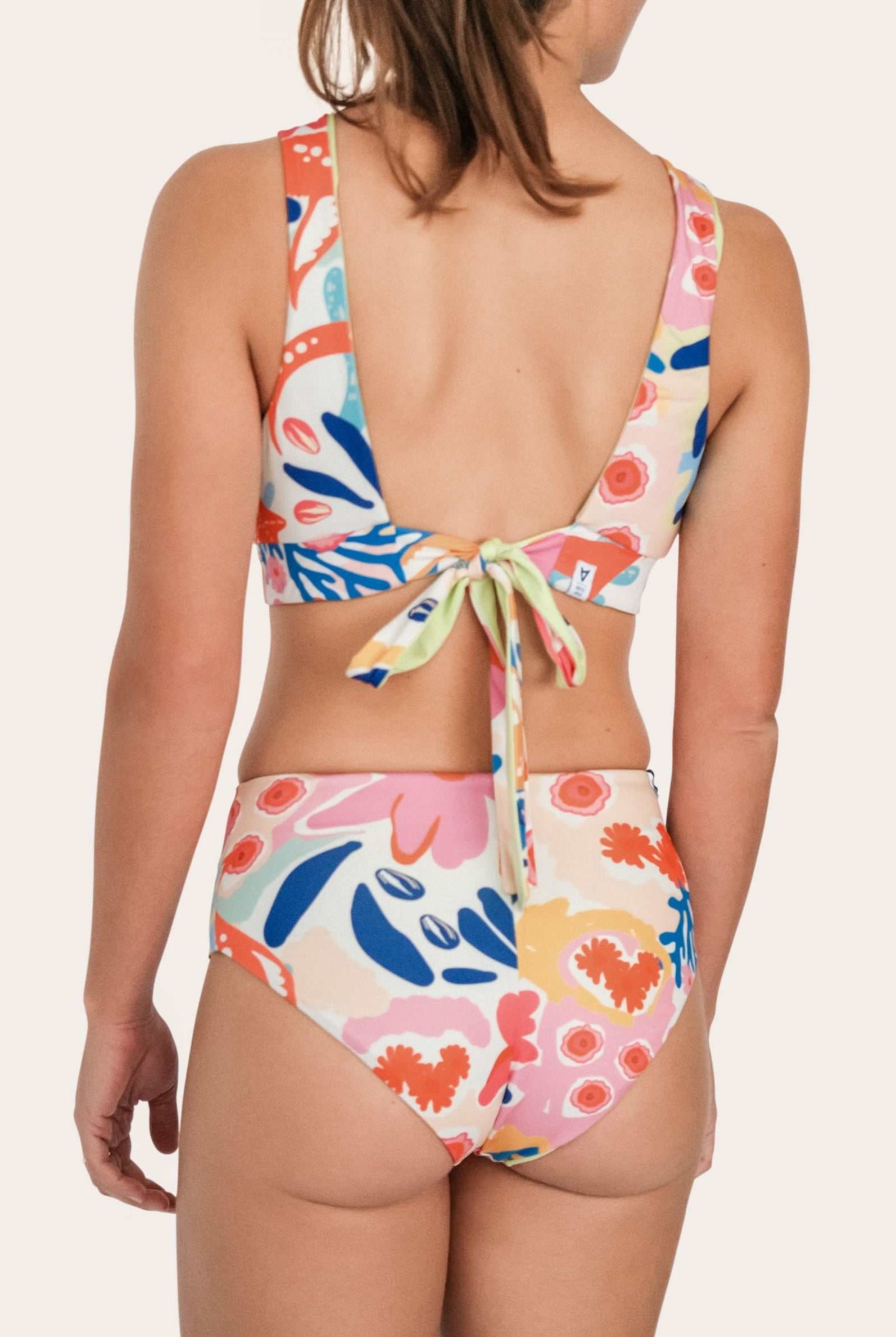 Reversible High Waist Bikini Bottom - Lemon / Flowerprint - SEASICK SWIM