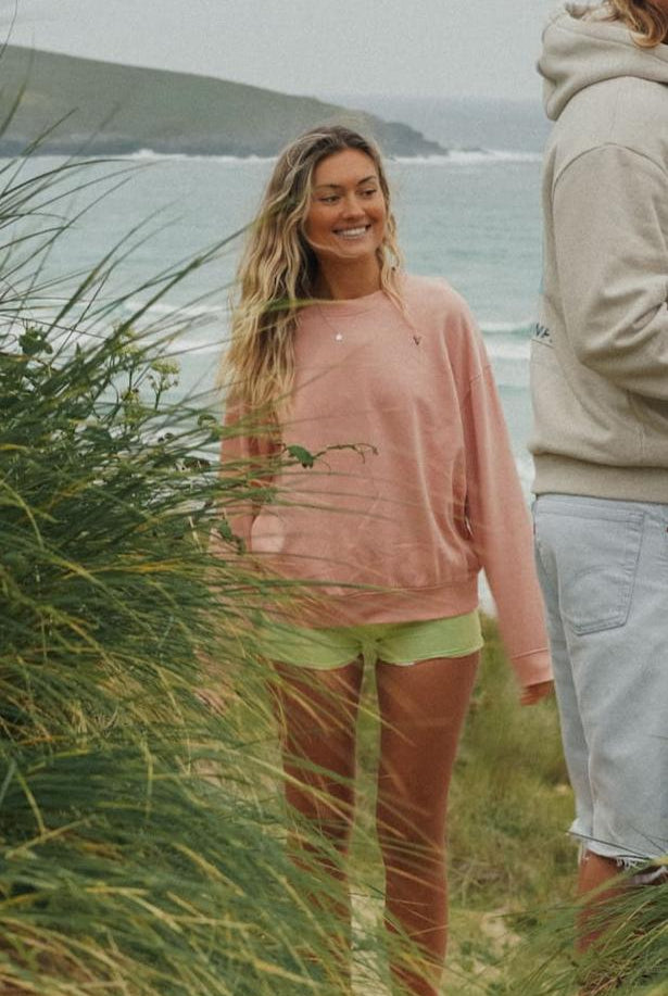 Rosa unisex sweater with bold back print and front logo stitch by Seasick Studio.