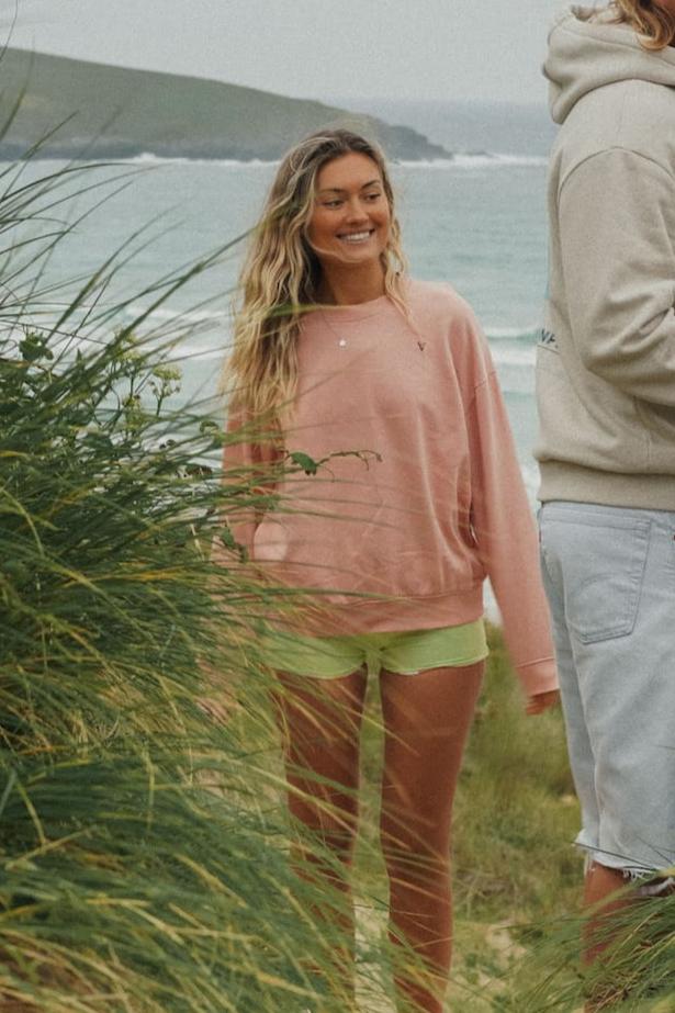 Rosa unisex sweater with bold back print and front logo stitch by Seasick Studio.