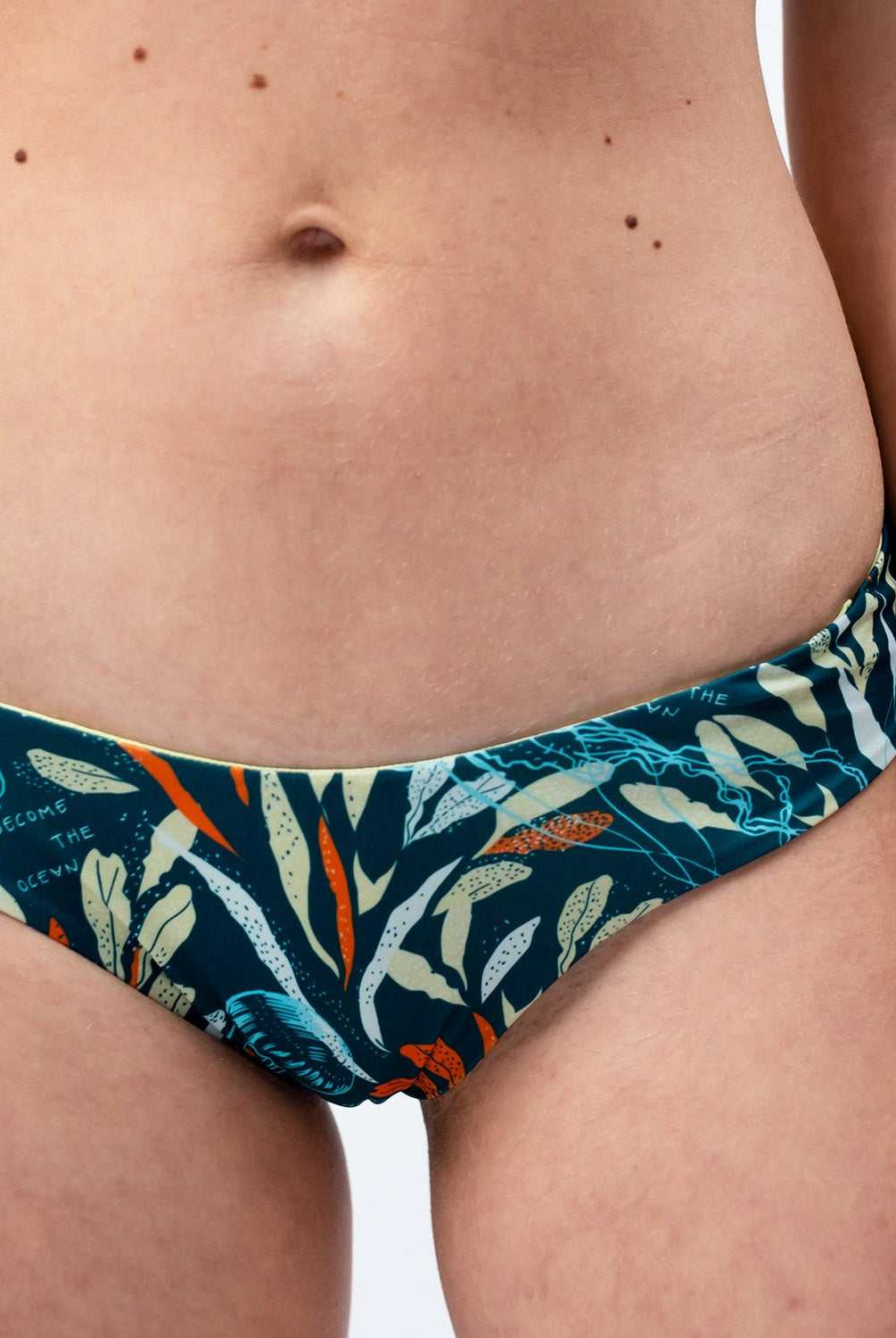 Sustainable Basic Bikini Bottom – Lemon/Oceanprint | SEASICK SWIM