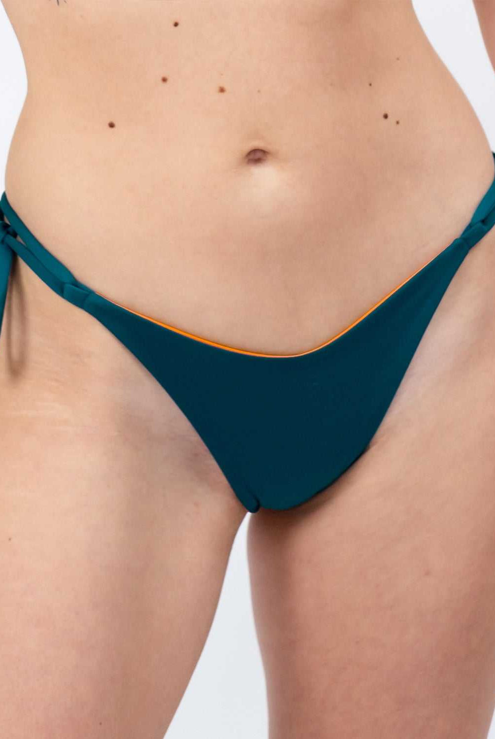 Triangle Bikini Bottom - Orange/Petrol - SEASICK SWIM