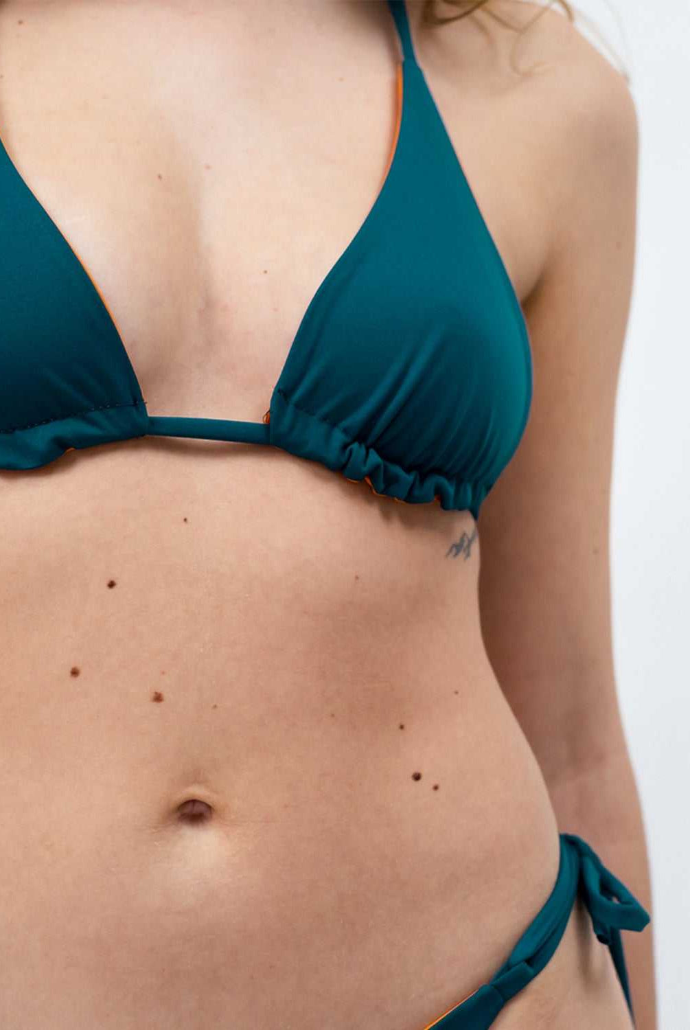 Triangle Bikini Top - Orange/Petrol - SEASICK SWIM