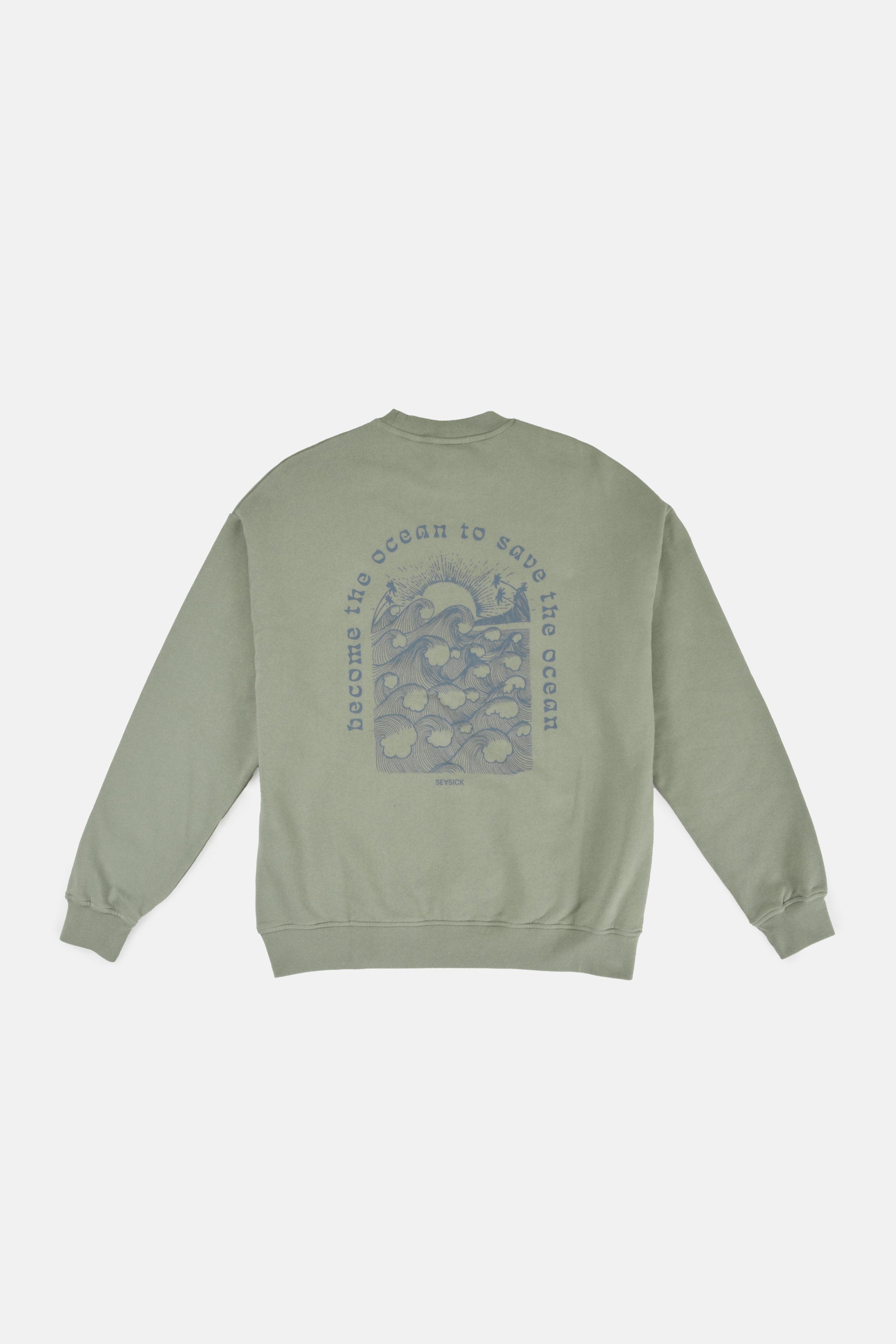 Olive Unisex Surf Sweater - Become the Ocean by SEASICK STUDIO