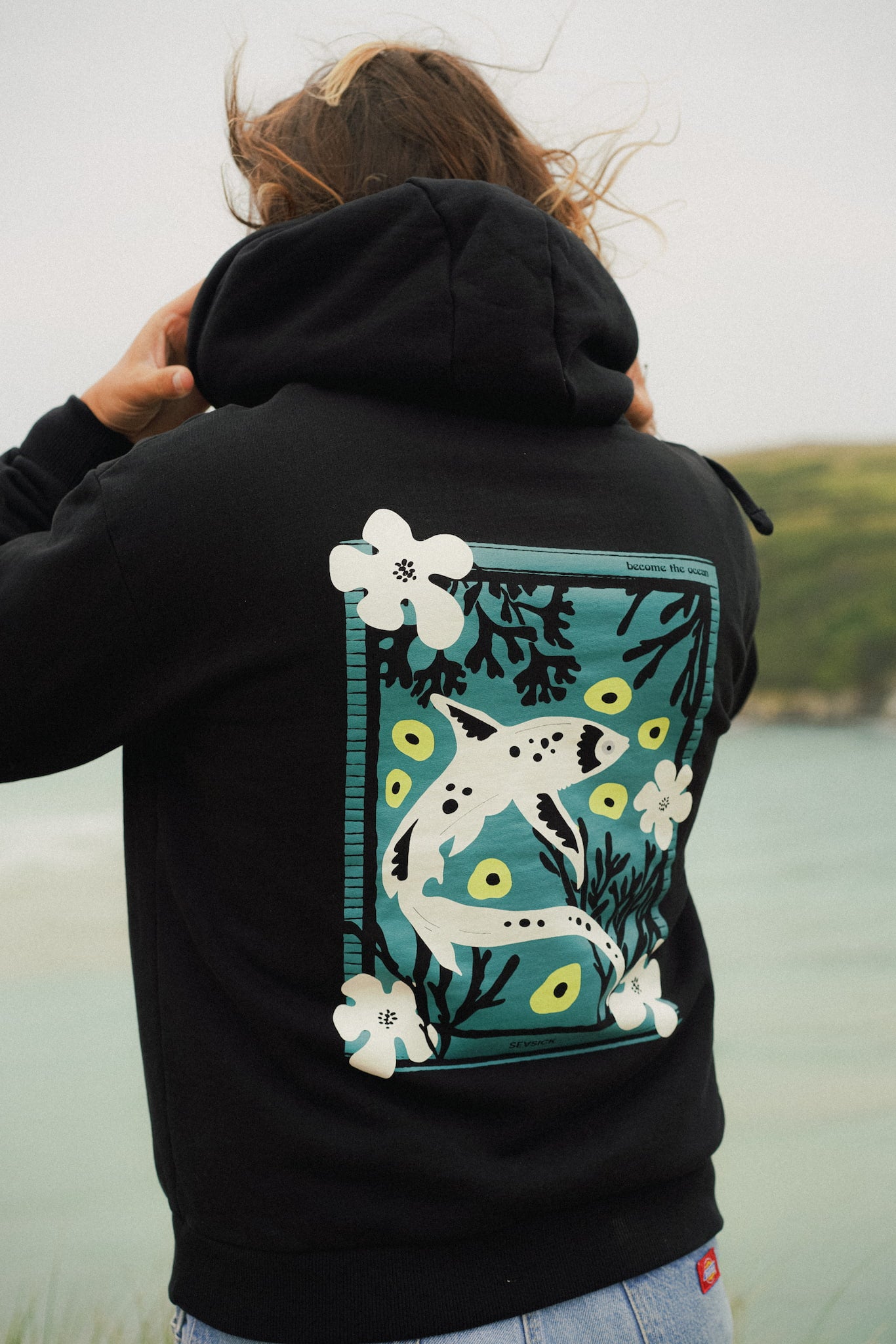 Organic Cotton Black Unisex Hoodie by Seasick Studio