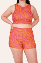 Reversible Surf Bikini Shorts - Orange / Pink Waves - SEASICK SWIM