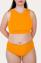 Reversible High Waist Bikini Bottom - Orange / Pink Waves - SEASICK SWIM