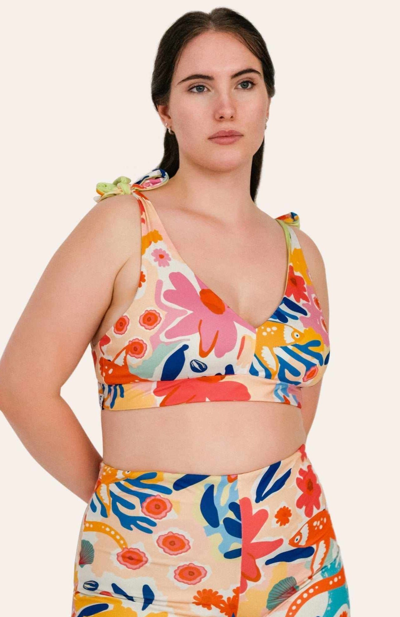 Reversible Bustier Bikini Top - Lemon / Flowerprint - SEASICK SWIM