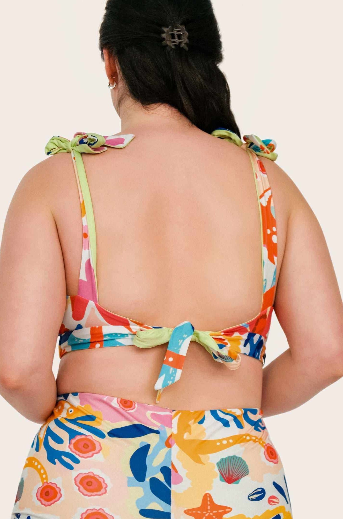 Reversible Bustier Bikini Top - Lemon / Flowerprint - SEASICK SWIM