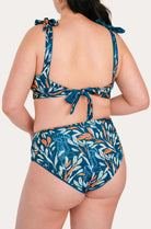 Reversible High Waist Bikini Bottom - Petrol / Oceanprint - SEASICK SWIM