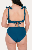 Reversible High Waist Bikini Bottom - Petrol / Oceanprint - SEASICK SWIM