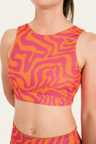 Reversible Surf Bikini Top_Orange/Pink Waves_SEASICK SWIM