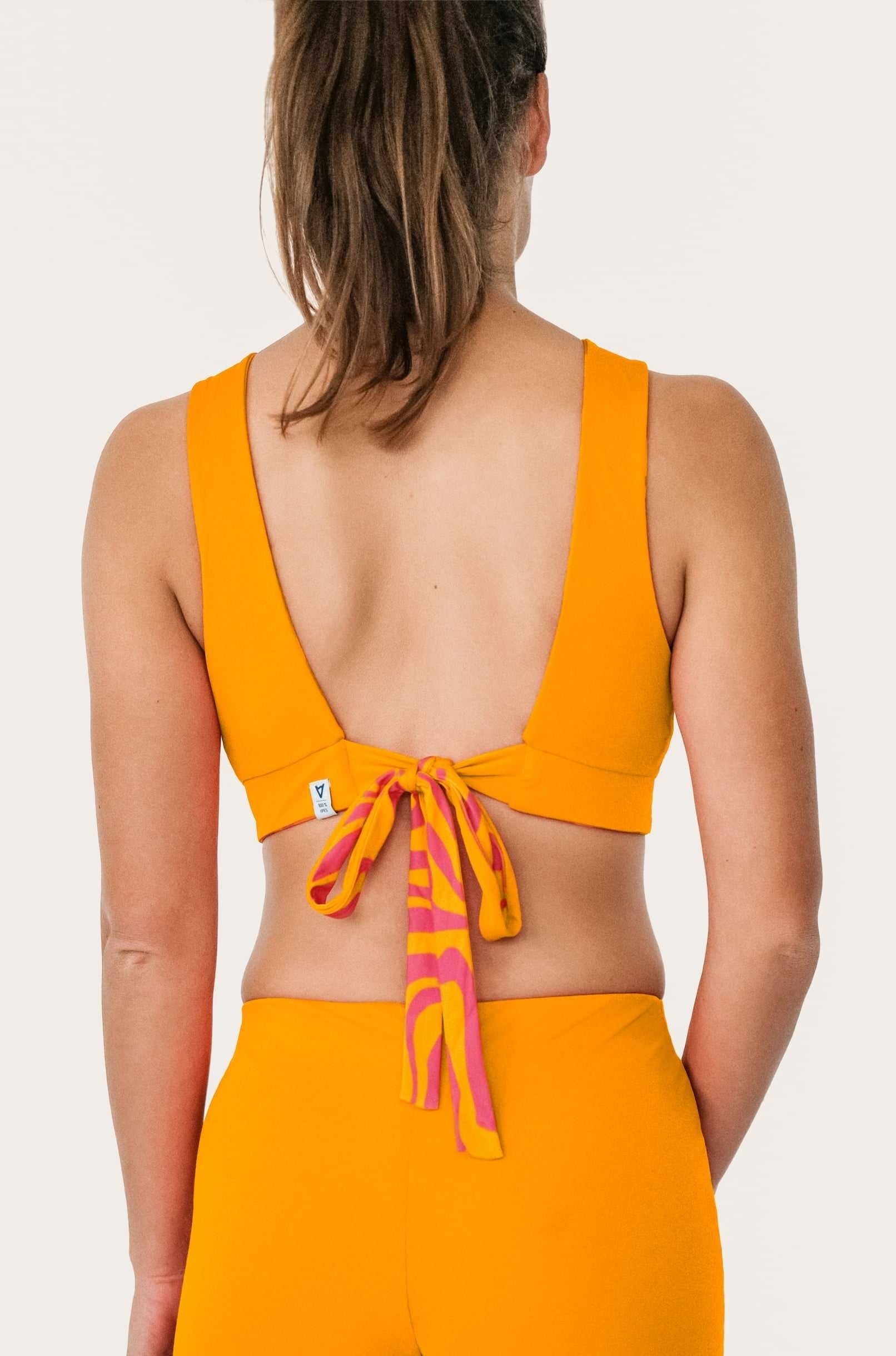 Reversible Surf Bikini Top_Orange/Pink Waves_SEASICK SWIM