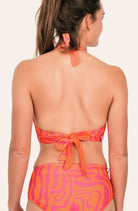 Reversible Bustier Bikini Top - Orange / Pink Waves - SEASICK SWIM