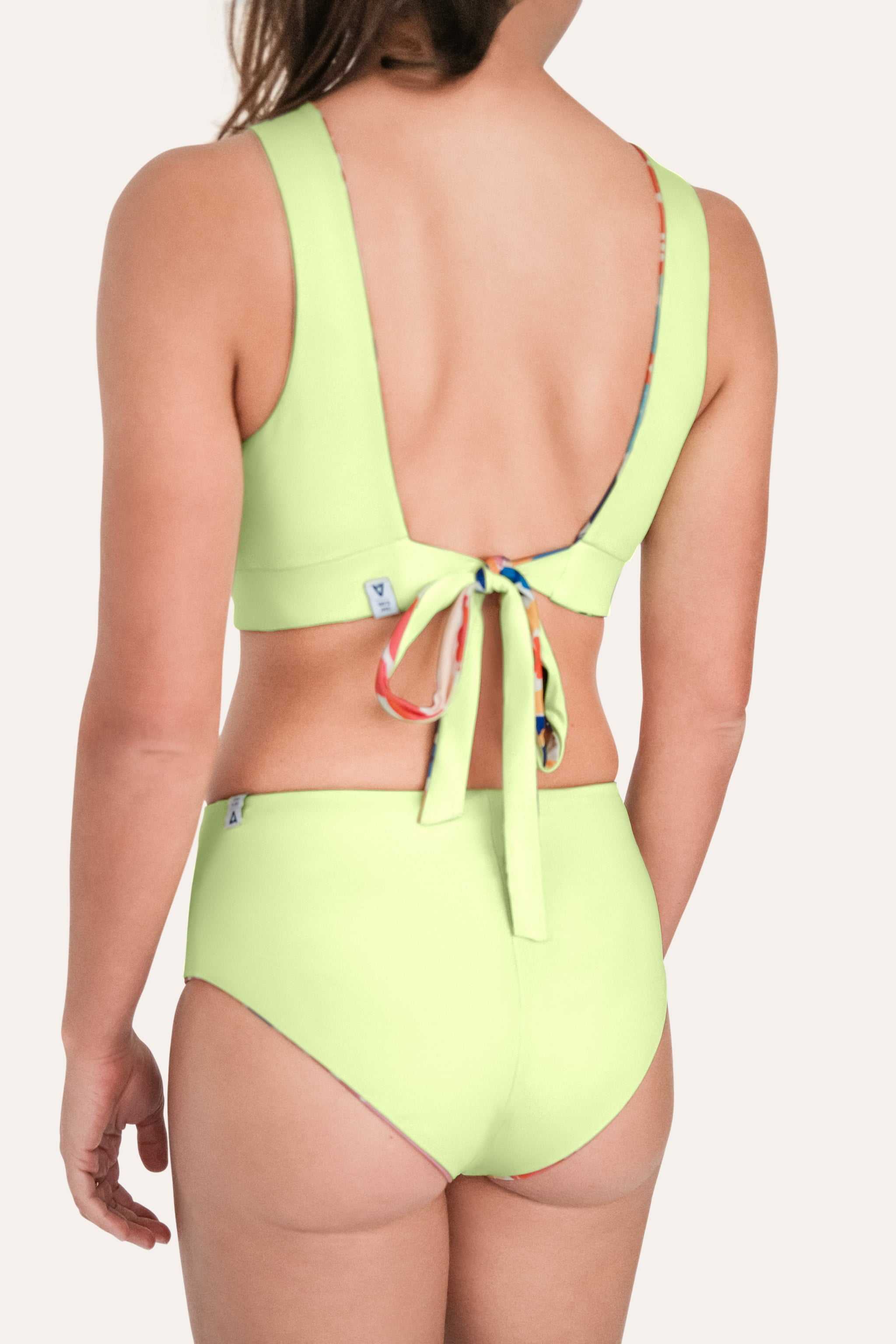 Reversible High Waist Bikini Bottom - Lemon / Flowerprint - SEASICK SWIM