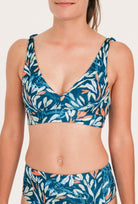 Reversible Bustier Bikini Top - Petrol /Oceanprint - SEASICK SWIM