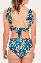 Reversible High Waist Bikini Bottom - Petrol / Oceanprint - SEASICK SWIM