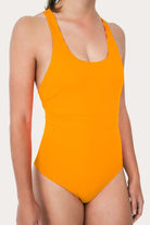 Reversible Sporty Swimsuit - Orange / Pink Waves - SEASICK SWIM