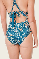 Reversible Sporty Swimsuit_Petrol/Ocean Print_SEASICK SWIM