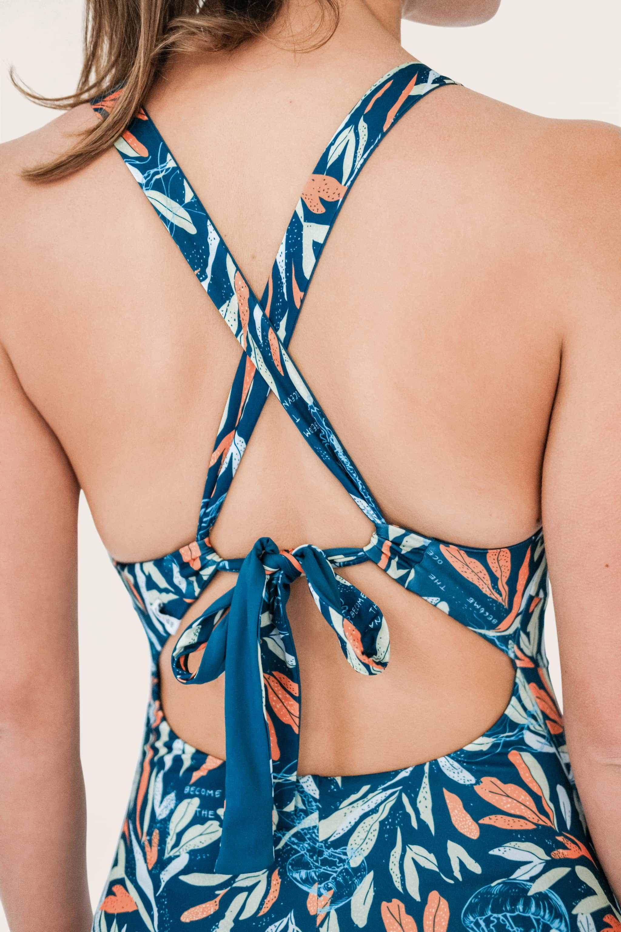 Reversible Sporty Swimsuit_Petrol/Ocean Print_SEASICK SWIM