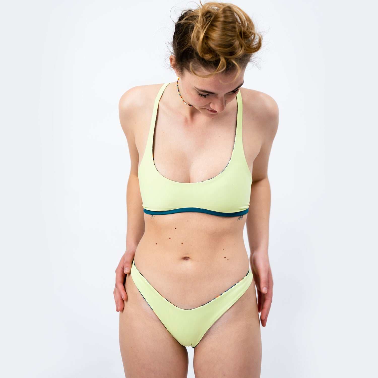 Sustainable Brazilian Bikini Bottom - Lemon/Oceanprint - SEASICK SWIM