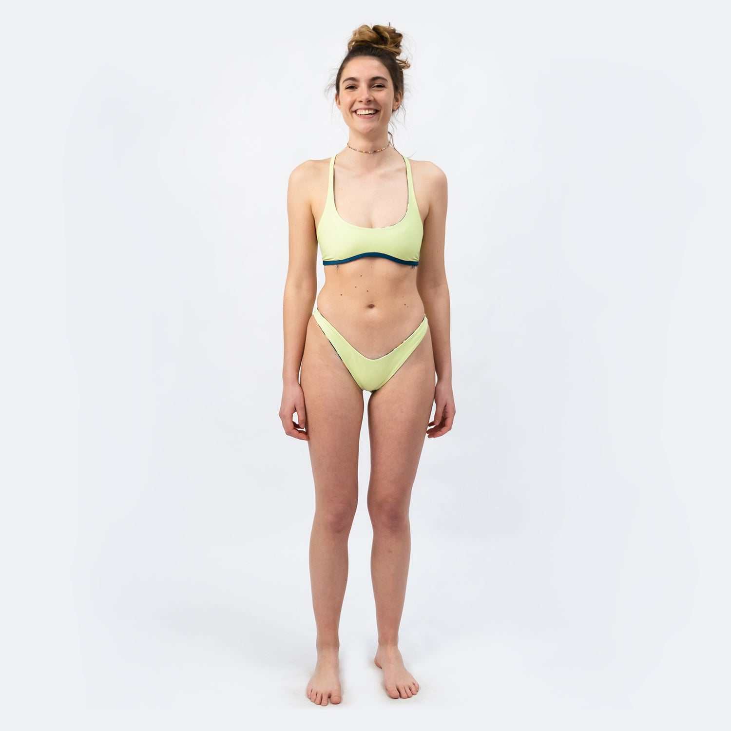 Sustainable Sporty Bikini Top - Lemon/Oceanprint -SEASICK SWIM