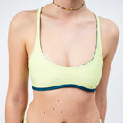 Sustainable Sporty Bikini Top - Lemon/Oceanprint -SEASICK SWIM