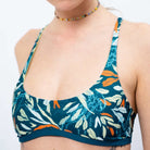 Sustainable Sporty Bikini Top - Lemon/Oceanprint -SEASICK SWIM