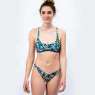 Sustainable Sporty Bikini Top - Lemon/Oceanprint -SEASICK SWIM