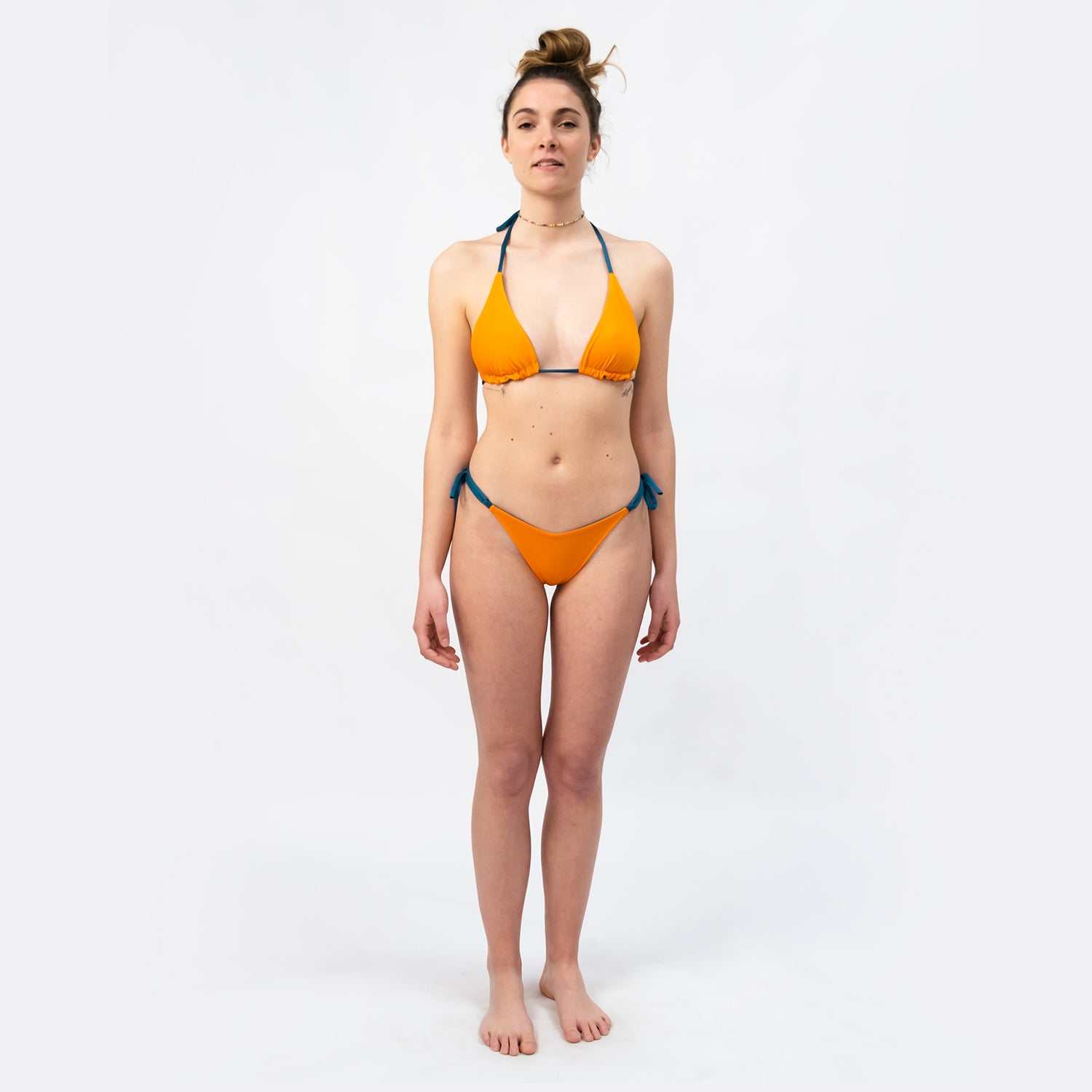Triangle Bikini Top  - Orange/Petrol - SEASICK SWIM